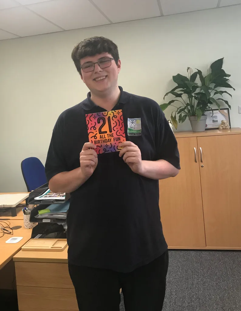 Zane with his 21st birthday card